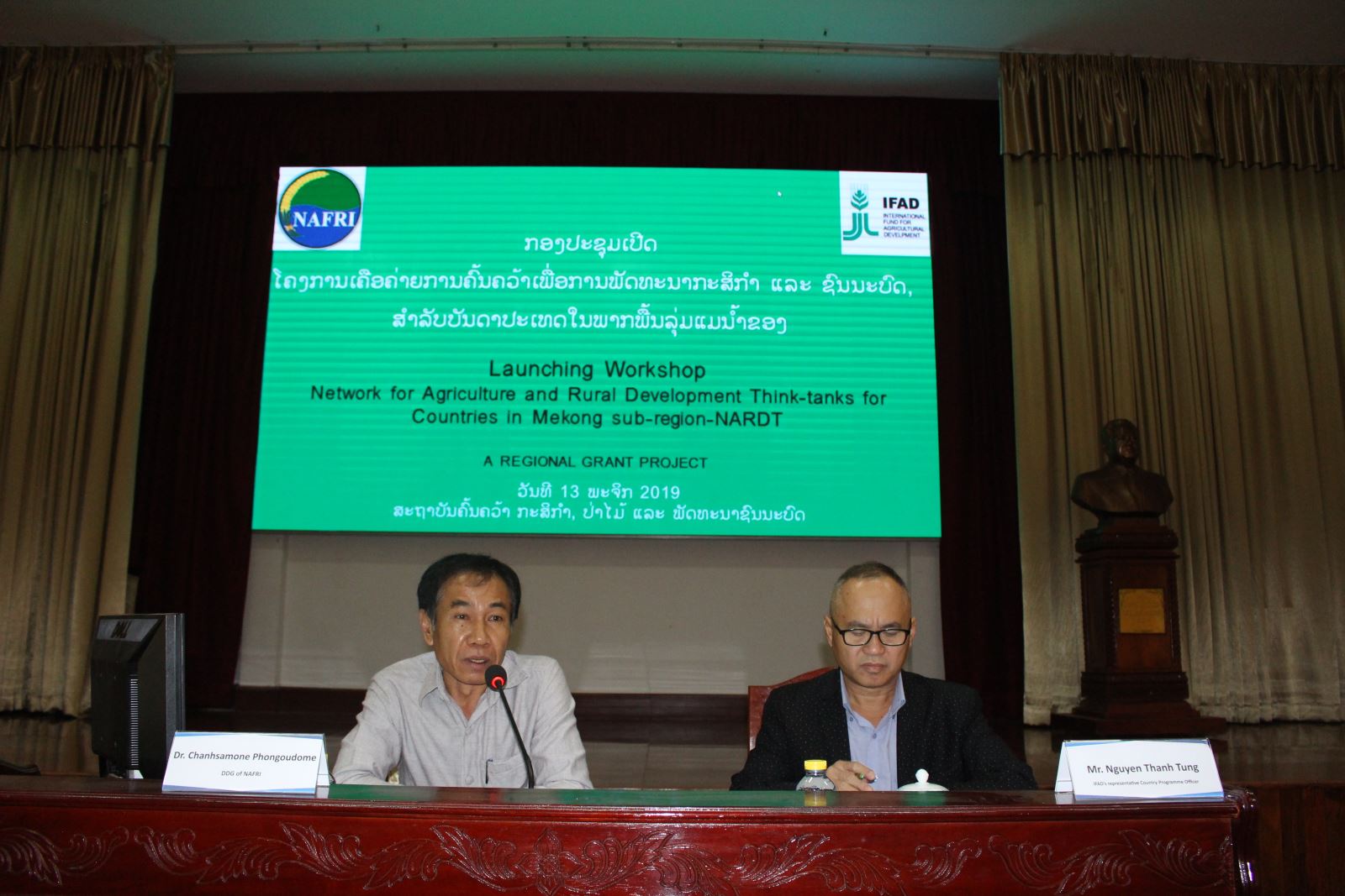 Dr. Chanhsamone Phongoudome, Deputy Director General of NAFRI, and Mr. Nguyen Thanh Tung, Country Programme Officer of the IFAD, co-chaired the workshop.